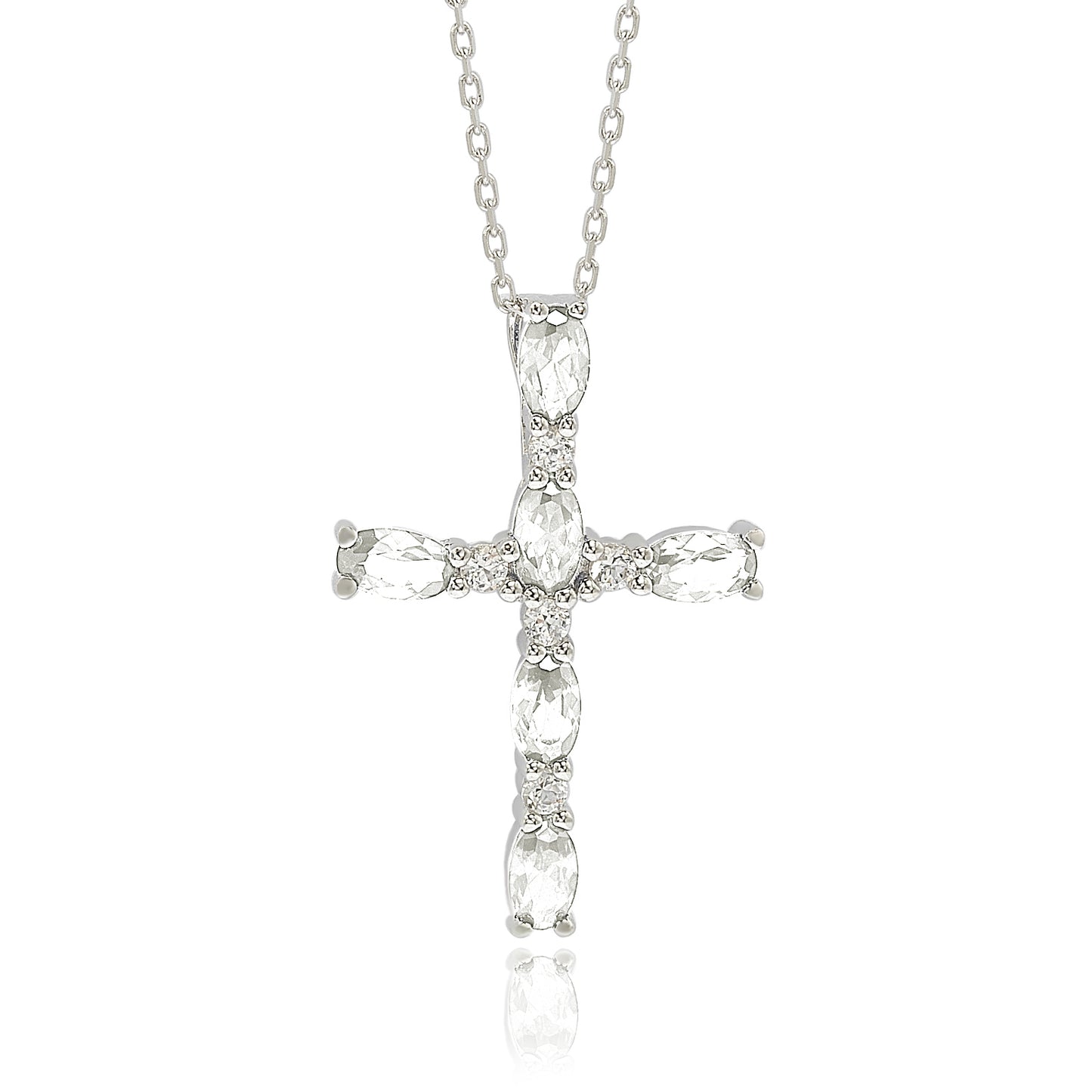 Suzy Levian Sterling Silver White Topaz Cross Pendant