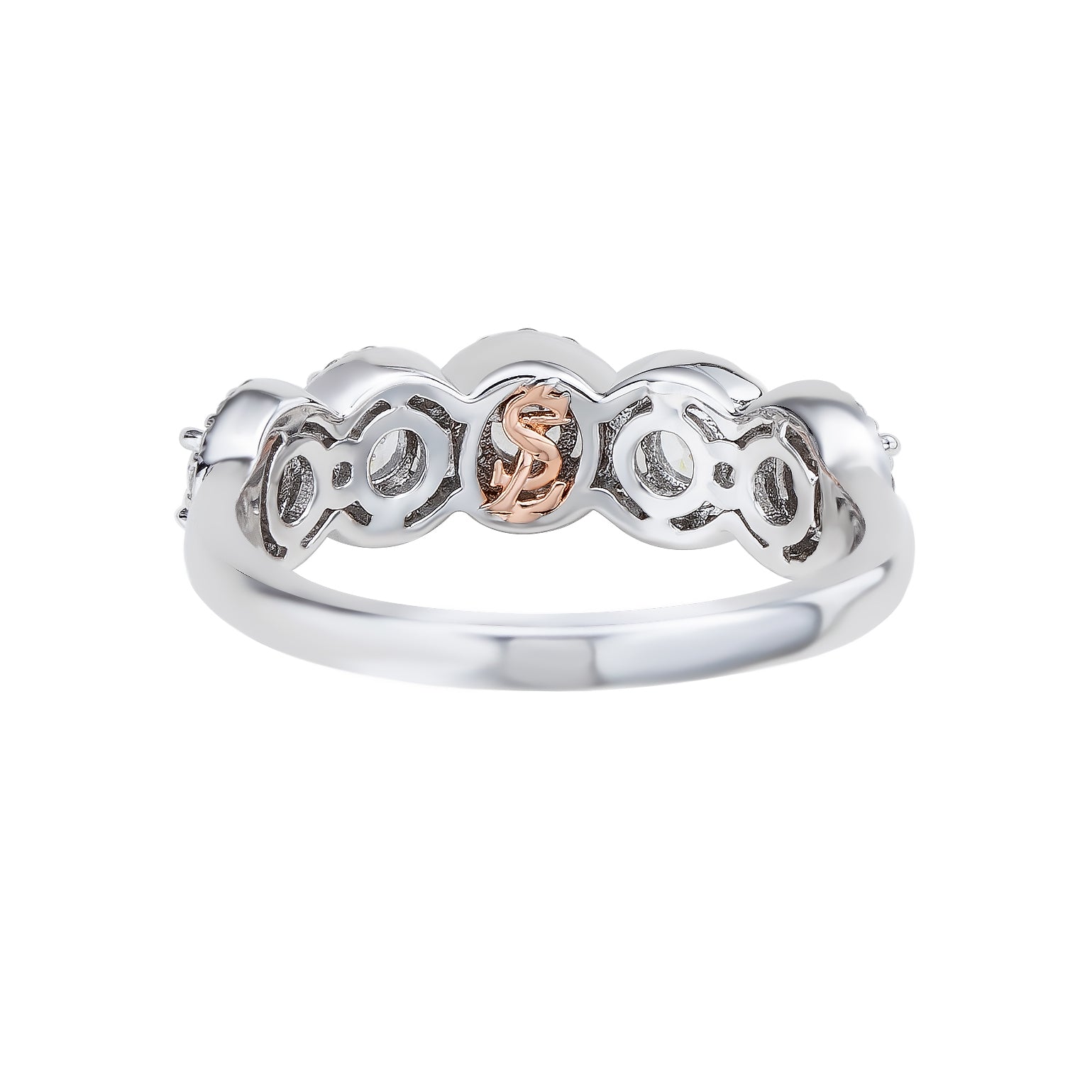 Suzy Levian Sterling Silver Cubic Zirconia 5-Stone Halo Ring