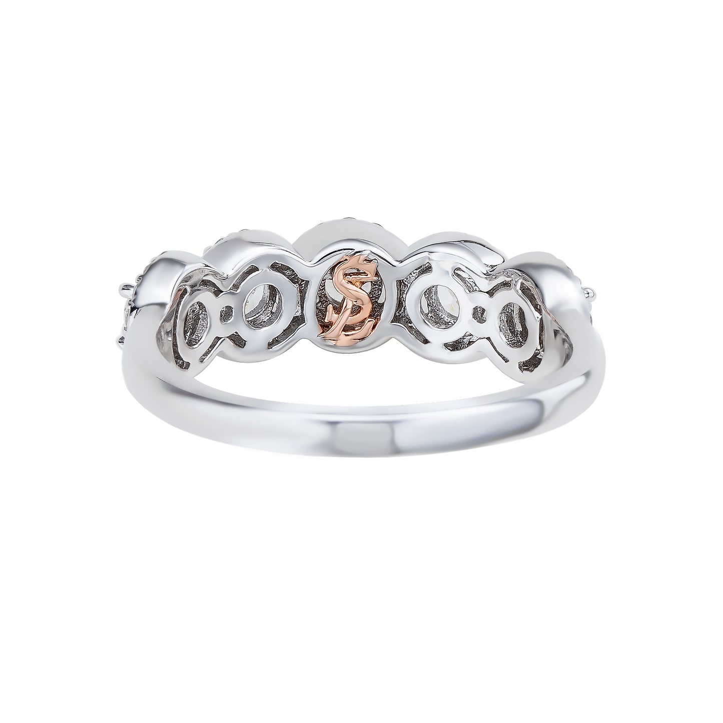 Suzy Levian Sterling Silver Cubic Zirconia 5-Stone Halo Ring