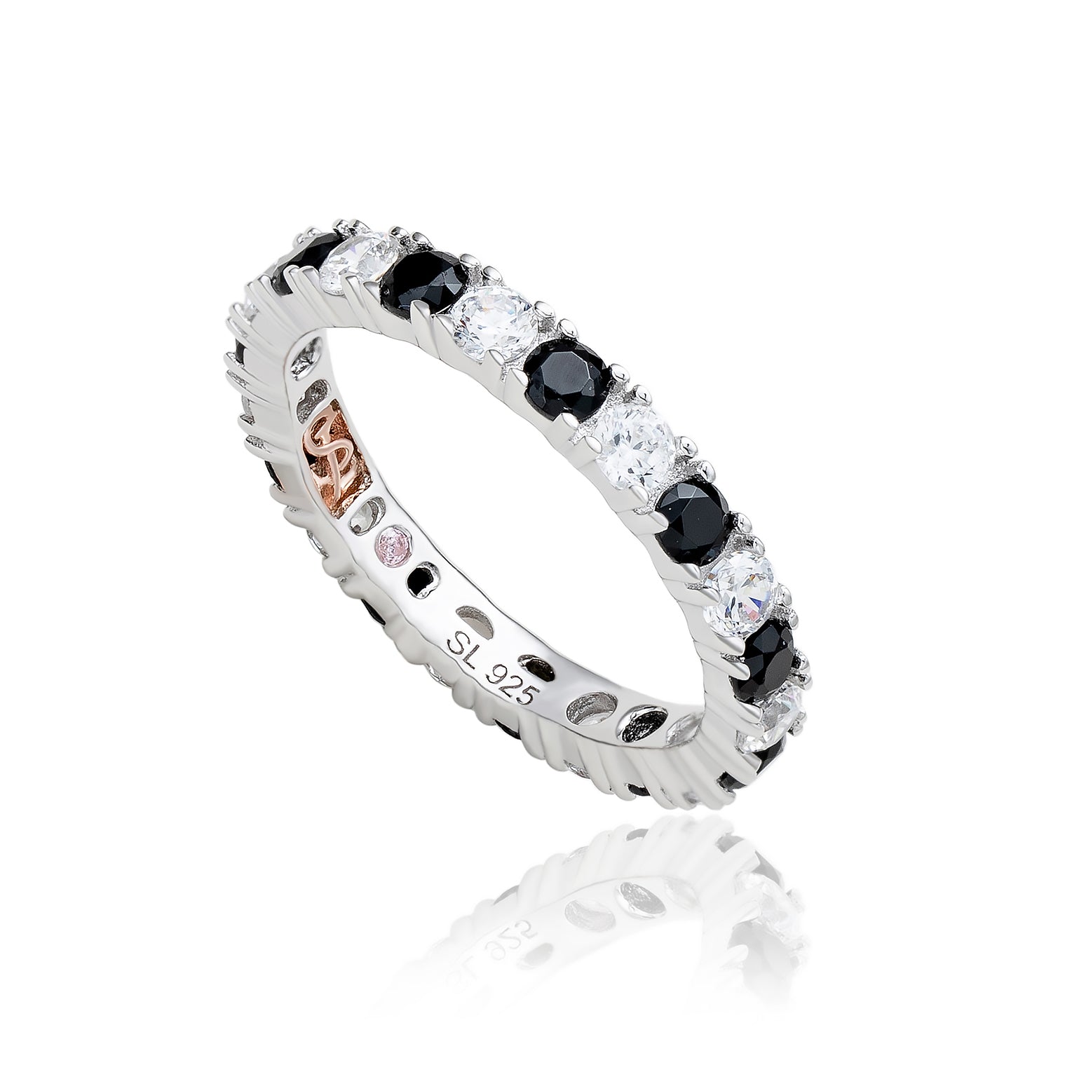 Suzy Levian Sterling Silver Cubic Zirconia Black Alternating