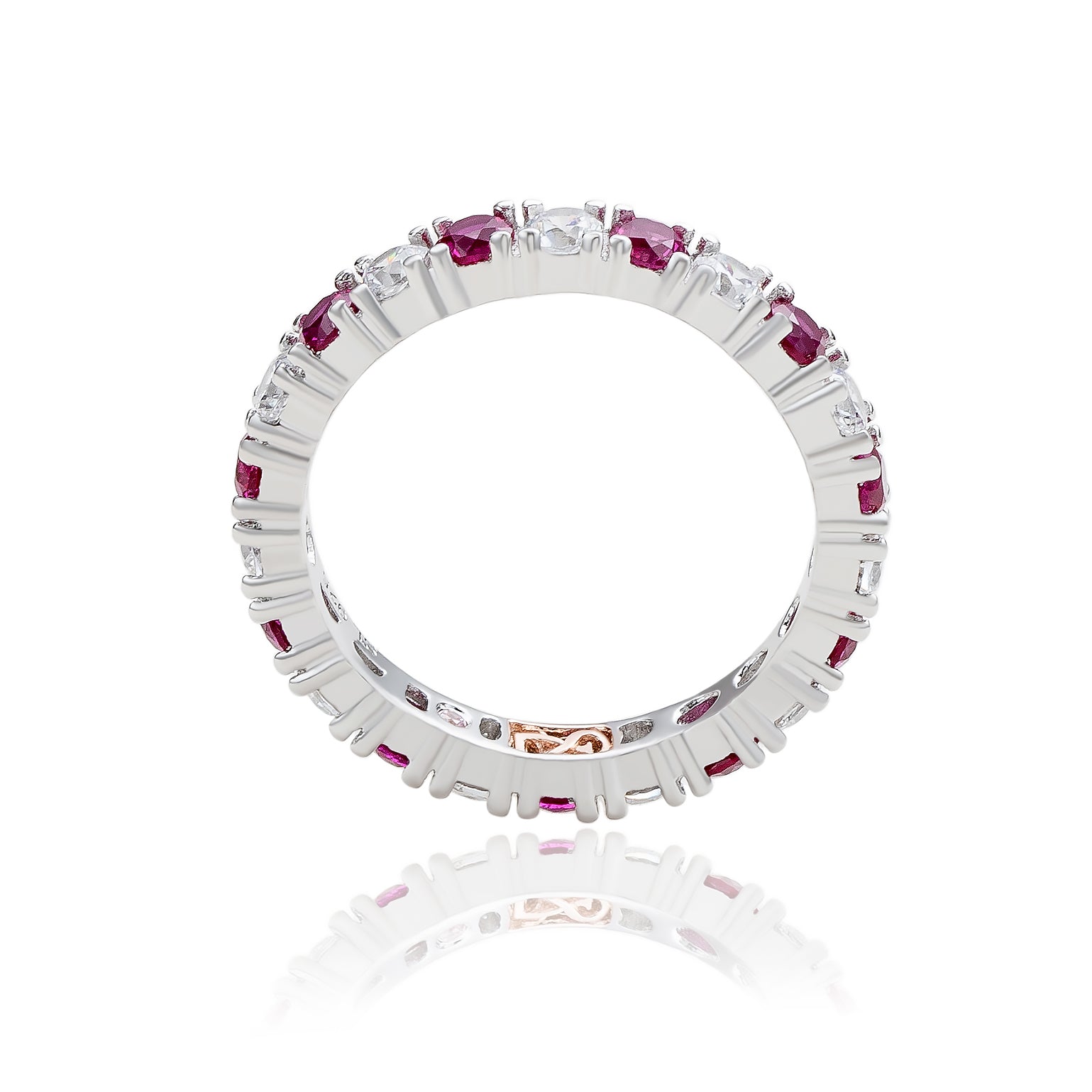 Suzy Levian Sterling Silver Cubic Zirconia Ruby Red Alternating