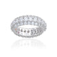 Suzy Levian Sterling Silver White Cubic Zirconia 3 Row Eternity Band