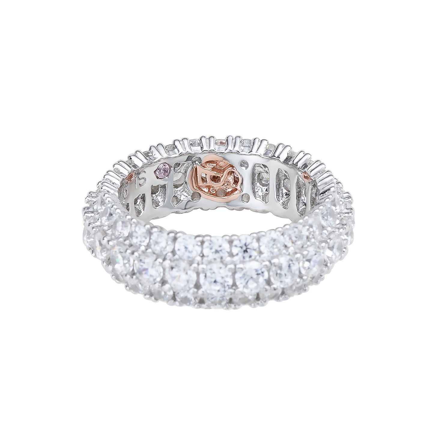 Suzy Levian Sterling Silver White Cubic Zirconia 3 Row Eternity Band