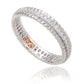 Suzy Levian White Sterling Silver Cubic Zirconia French Filigree Eternity Band