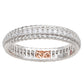 Suzy Levian White Sterling Silver Cubic Zirconia French Filigree Eternity Band