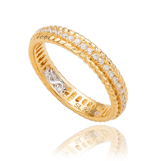 Suzy Levian Yellow Sterling Silver Cubic Zirconia French Filigree Eternity Band