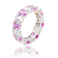 Suzy Levian Sterling Silver Oval Pink Sapphire and Diamond Accent Eternity Band