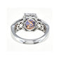 Suzy Levian Sterling Silver Emerald-Cut Blue and Brown Cubic Zirconia Halo Ring