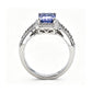 Suzy Levian Sterling Silver Emerald-Cut Blue and Brown Cubic Zirconia Halo Ring