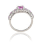 Suzy Levian Sterling Silver Assher Cut Pink Sapphire and Diamond Accent Bridal Engagement Ring