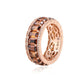 Suzy Levian Rose Sterling Silver Cubic Zirconia Brown Emerald Cut Eternity Band