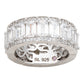 Suzy Levian White Sterling Silver Cubic Zirconia White Emerald Cut Eternity Band