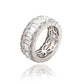 Suzy Levian White Sterling Silver Cubic Zirconia White Emerald Cut Eternity Band