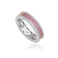 Suzy Levian Sterling Silver Pink Sapphire and Diamond Accent Pave Eternity Band