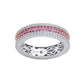 Suzy Levian Sterling Silver Pink Sapphire and Diamond Accent Pave Eternity Band