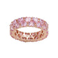 Suzy Levian Rose Sterling Silver Heart Shape Pink Cubic Zirconia Eternity Band