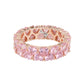 Suzy Levian Rose Sterling Silver Heart Shape Pink Cubic Zirconia Eternity Band