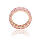Suzy Levian Rose Sterling Silver Heart Shape Pink Cubic Zirconia Eternity Band