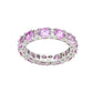 Suzy Levian Sterling Silver Round Cut Pink Sapphire and Diamond Accent Eternity Band
