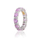 Suzy Levian Sterling Silver Round Cut Pink Sapphire and Diamond Accent Eternity Band