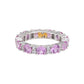Suzy Levian Sterling Silver Round Cut Pink Sapphire and Diamond Accent Eternity Band