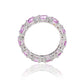 Suzy Levian Sterling Silver Round Cut Pink Sapphire and Diamond Accent Eternity Band