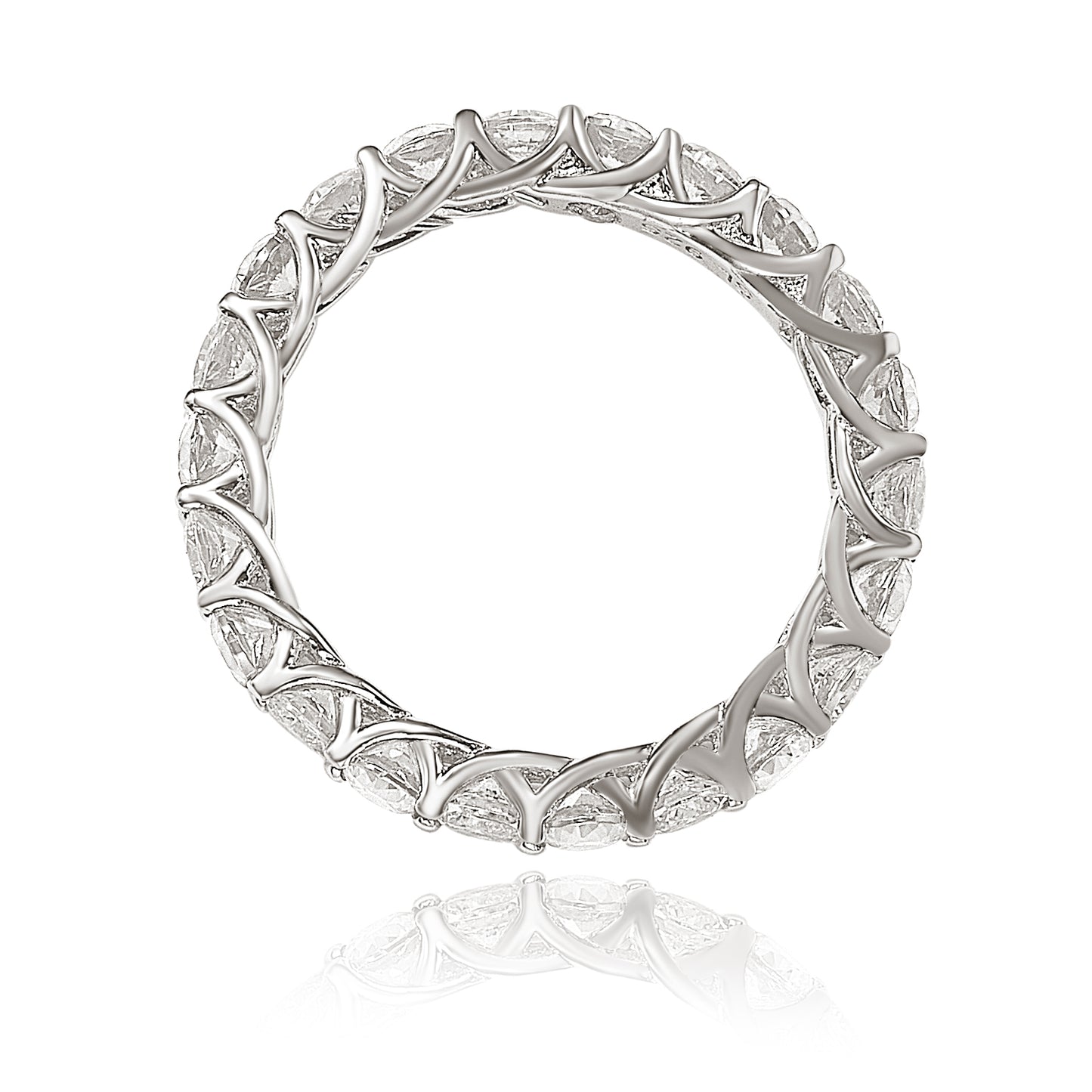 Suzy Levian White Cubic Zirconia in White Sterling Silver Eternity Band