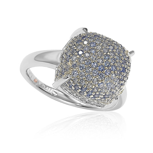 Suzy Levian Pave Blue Cubic Zirconia in Sterling Silver Ring