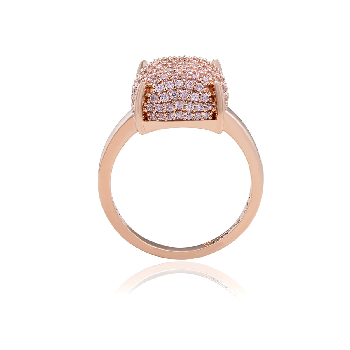 Suzy Levian Pave Pink Cubic Zirconia in Rose Sterling Silver Ring