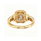 Suzy Levian Yellow Sterling Silver Emerald-Cut Brown and White Cubic Zirconia Halo Ring