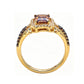 Suzy Levian Yellow Sterling Silver Emerald-Cut Brown and White Cubic Zirconia Halo Ring