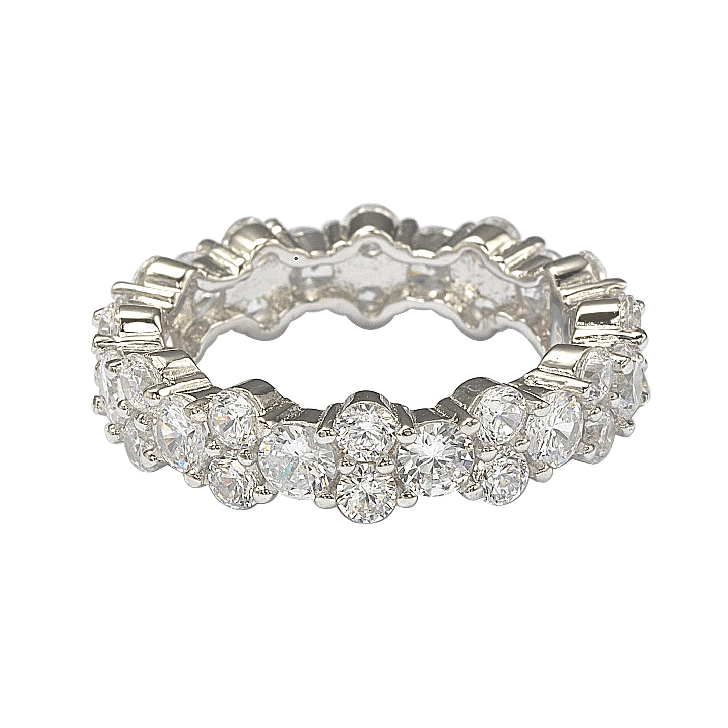 Suzy Levian Sterling Silver White Cubic Zirconia Round Cut Eternity Band