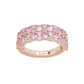 Suzy Levian Rose Sterling Silver Natural Pink Sapphire and Diamond Accent Double Row Band
