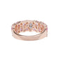 Suzy Levian Rose Sterling Silver Natural Pink Sapphire and Diamond Accent Double Row Band