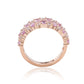 Suzy Levian Rose Sterling Silver Natural Pink Sapphire and Diamond Accent Double Row Band