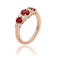 Suzy Levian Rose Sterling Silver Red White Cubic Zirconia Graduating Ring