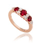 Suzy Levian Rose Sterling Silver Red White Cubic Zirconia Graduating Ring