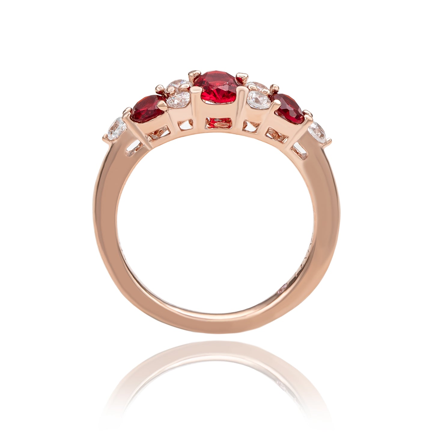 Suzy Levian Rose Sterling Silver Red White Cubic Zirconia Graduating Ring