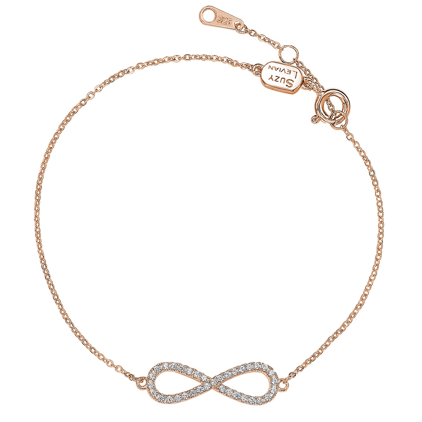 Suzy Levian 14K Rose Gold .20 cttw Diamond Infinity Solitaire Bracelet