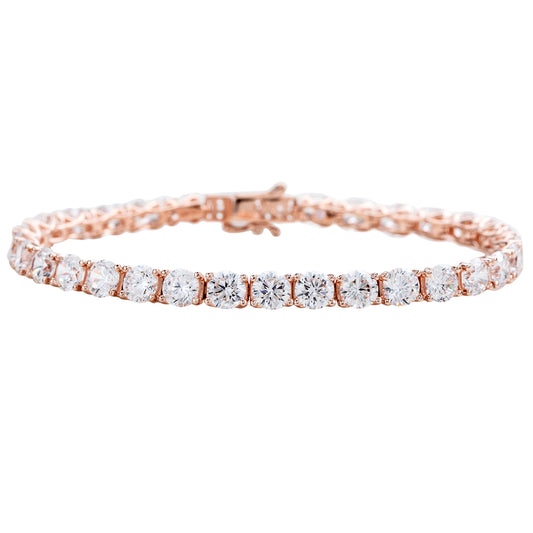 Suzy Levian 15cttw Cubic Zirconia Rose Sterling Silver 7 inch Crossing Tennis Bracelet