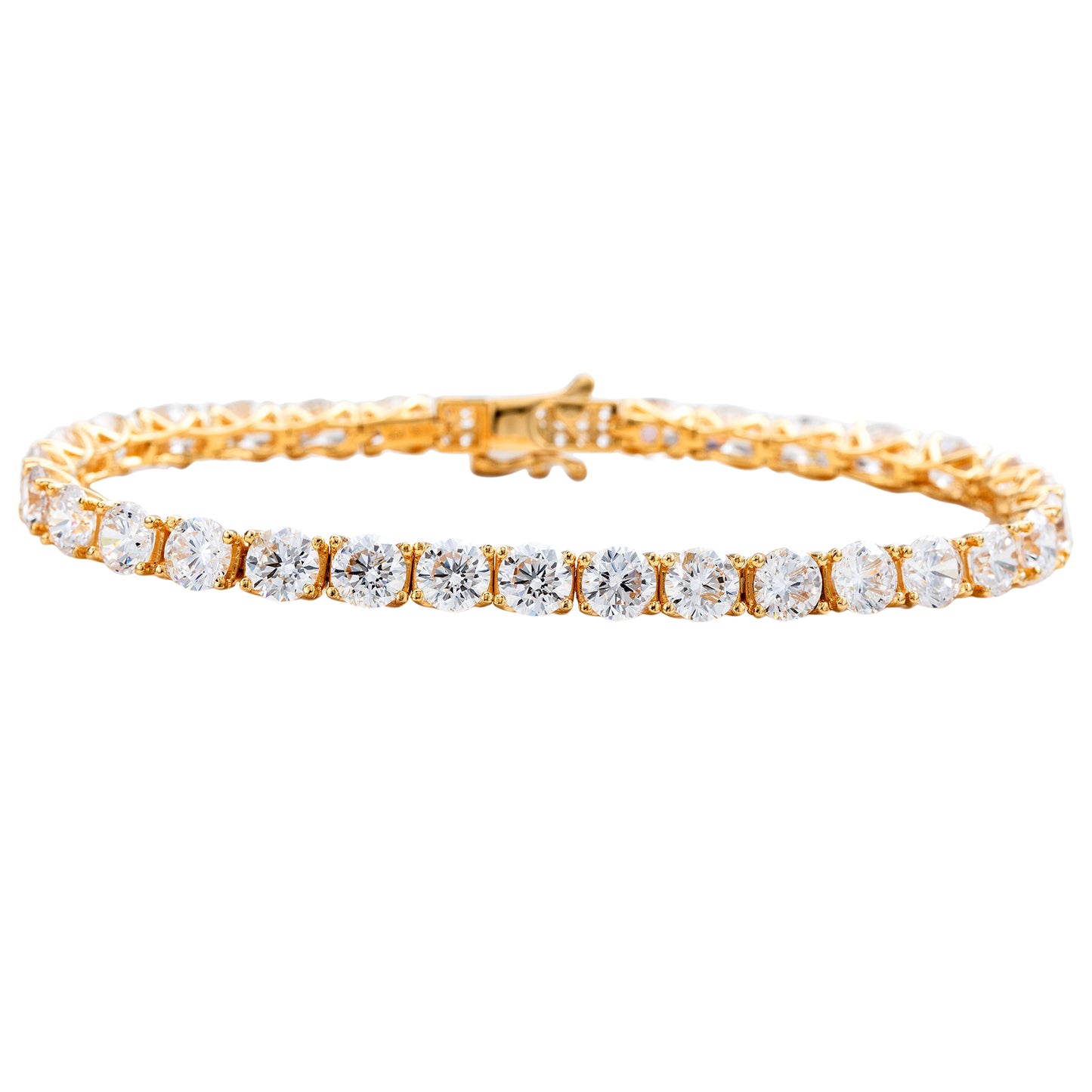 Suzy Levian 15cttw Cubic Zirconia Yellow Sterling Silver 7 inch Crossing Tennis Bracelet