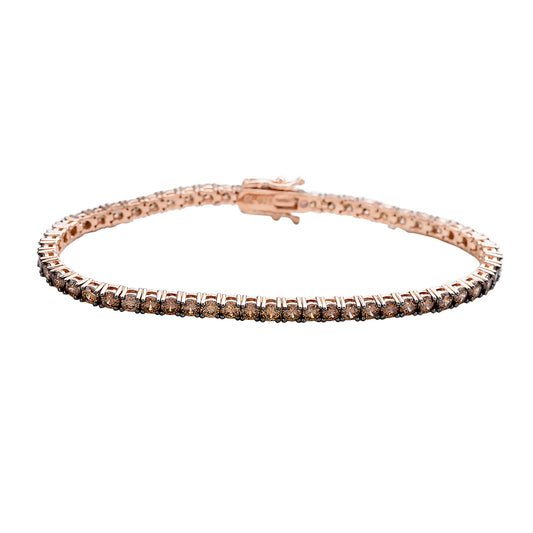 Suzy Levian Brown Cubic Zirconia Rose Sterling Silver 7 inch Tennis Bracelet