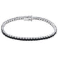 Suzy Levian Black Cubic Zirconia Sterling Silver 7 inch Tennis Bracelet