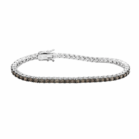 Suzy Levian Brown Cubic Zirconia Sterling Silver 7 inch Tennis Bracelet