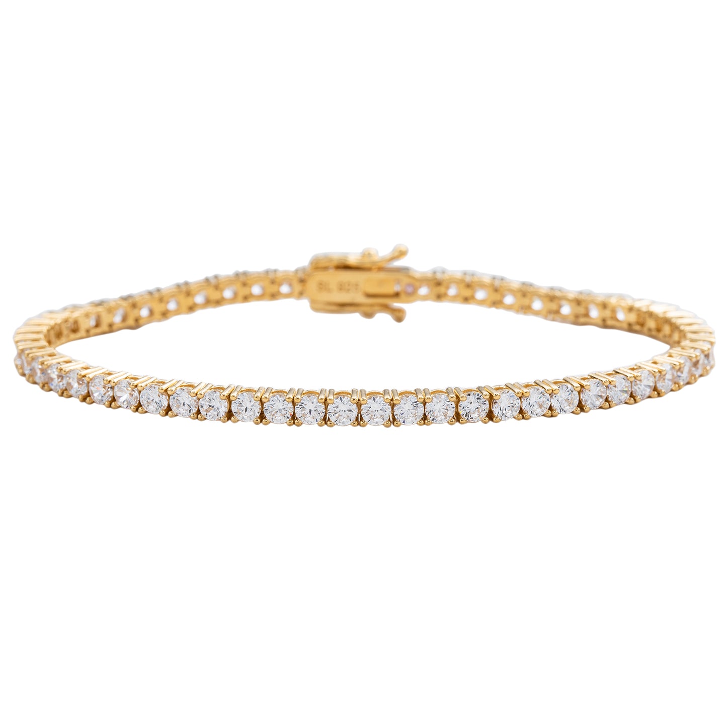 Suzy Levian Cubic Zirconia Gold Sterling Silver 7 inch Tennis Bracelet