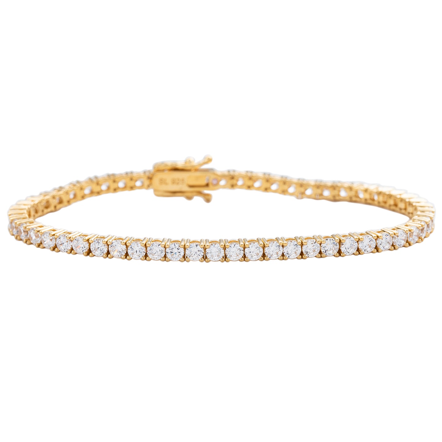 Suzy Levian Cubic Zirconia Gold Sterling Silver 7 inch Tennis Bracelet
