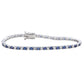 Suzy Levian Sterling Silver Round-Cut Blue And White Sapphire Tennis Bracelet