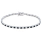 Suzy Levian Black White Cubic Zirconia Sterling Silver 7 inch Tennis Bracelet