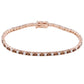 Suzy Levian Brown White Cubic Zirconia Rose Sterling Silver 7 inch Tennis Bracelet