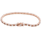 Suzy Levian Brown White Cubic Zirconia Rose Sterling Silver 7 inch Tennis Bracelet